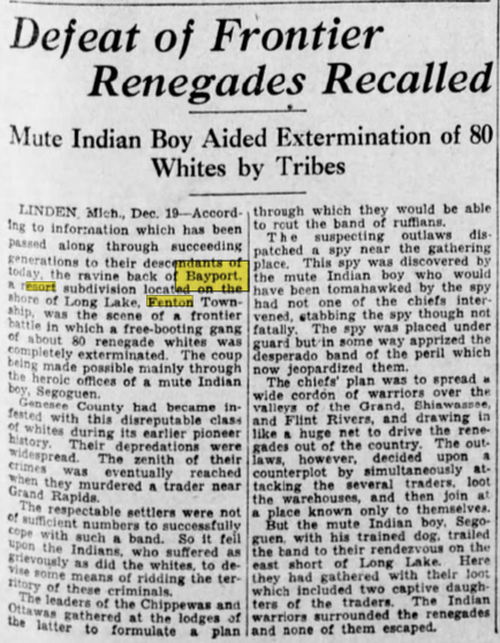Bay Port Resort (Fenton Yacht Club) - Dec 20 1931 Article (newer photo)